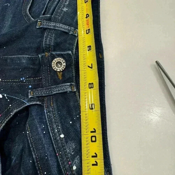 Zara paint splatter dark wash skinny jeans. Girls size 24 perfect condition. - Picture 7 of 13